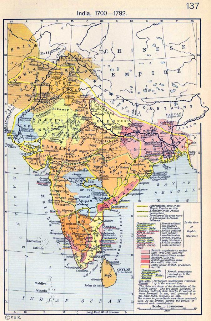 نقشه سال 1700 از اروپا تا هند